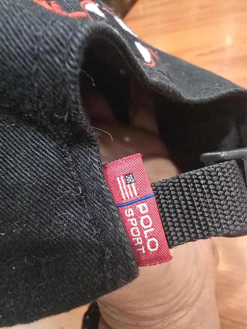 RARE VTG POLO SPORT Ralph Lauren Black Hat USA Spell Out Buckle Strapback 90s